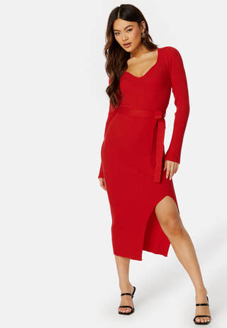 Slit Knitted Midi Dress