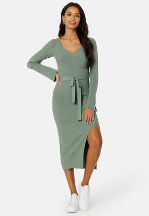 Slit Knitted Midi Dress