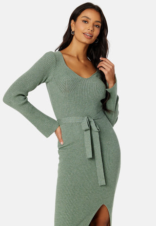 Slit Knitted Midi Dress