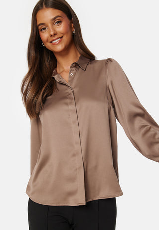 Satin Puff Sleeve Shirt