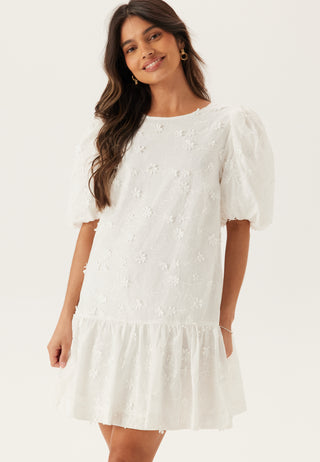 3D Embroidered Puff Sleeve Dress