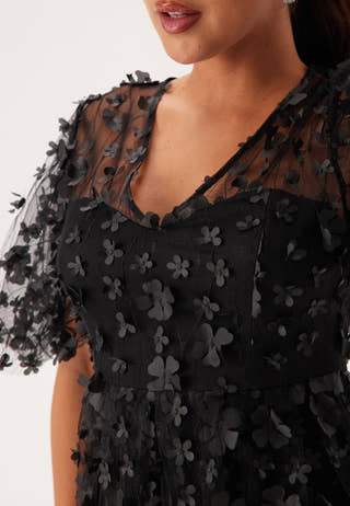 3D Floral Butterfly Sleeve Dress