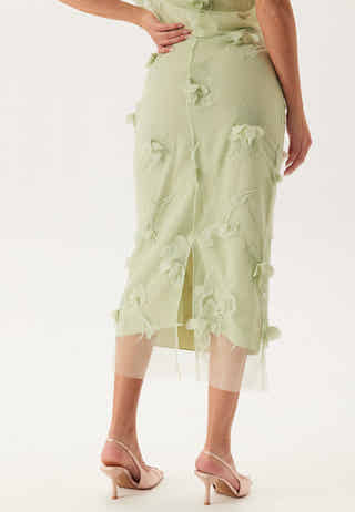 3D Floral Straight Ankle Skirt