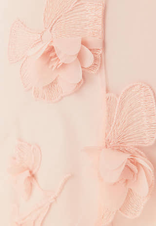 3D Floral Straight Ankle Skirt