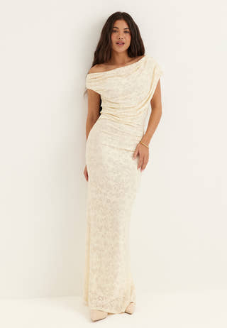 Asymmetric Draped Burnout Maxi Dress