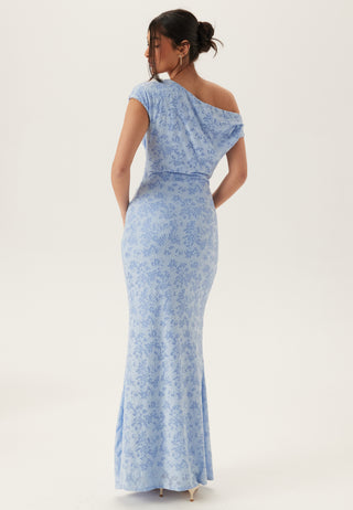 Asymmetric Draped Burnout Maxi Dress