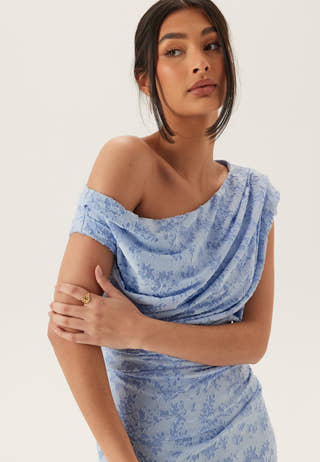 Asymmetric Draped Burnout Maxi Dress