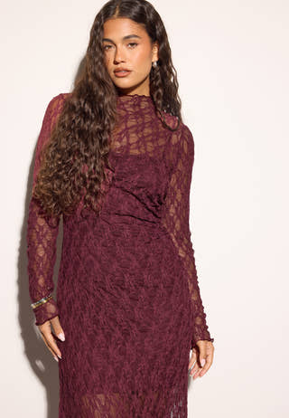 Asymmetric Lace Maxi Dress