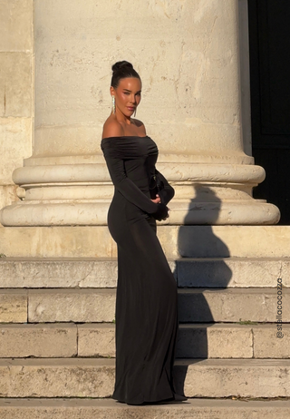 Asymmetric Off Shoulder Soft Gown