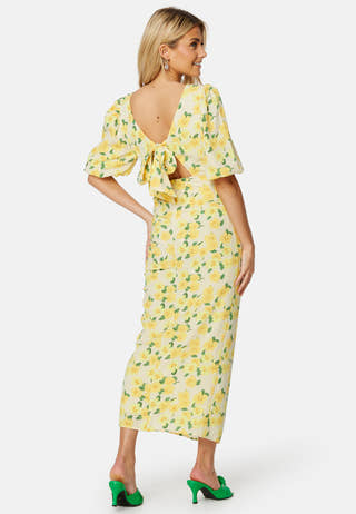 Puff Sleeve Bow Midi Dress