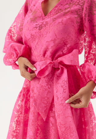 Balloon Sleeve Midi Dress