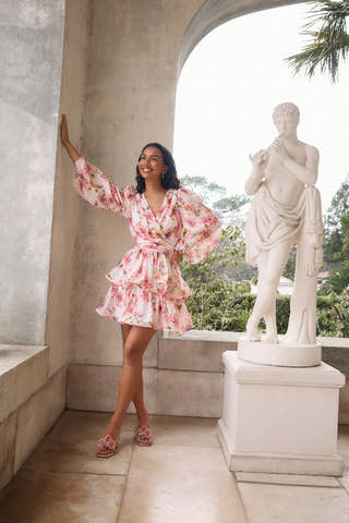 Balloon Sleeve Short Flounce Dress