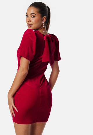 Bow Velvet Short Dress