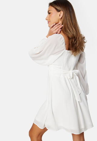 Square Neck Langermet Chiffonkjole