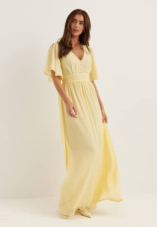 Butterfly Sleeve Chiffon Gown