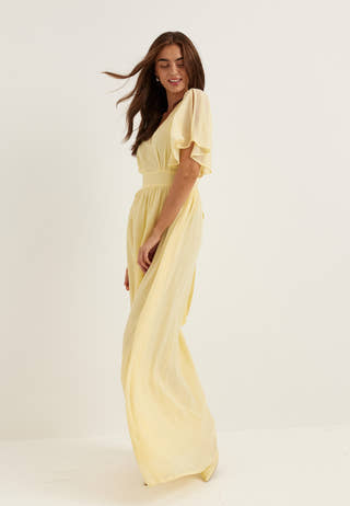 Butterfly Sleeve Chiffon Gown