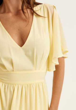 Butterfly Sleeve Chiffon Gown