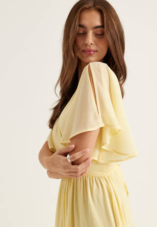 Butterfly Sleeve Chiffon Gown