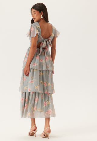 Butterfly Sleeve Flounce Dress