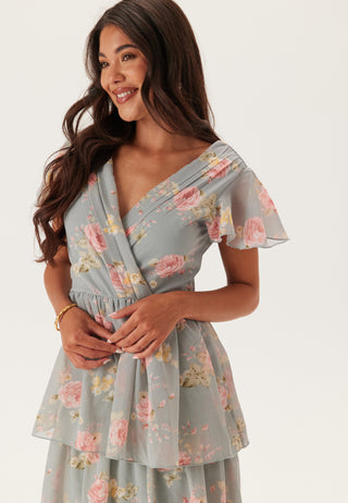 Butterfly Sleeve Flounce Kjole