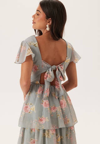 Butterfly Sleeve Flounce Dress