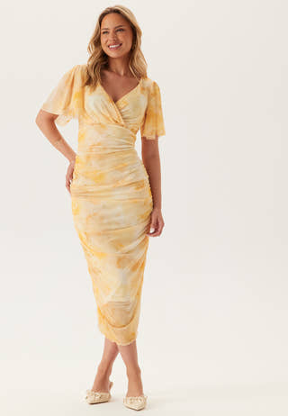 Butterfly Sleeve Mesh Ankle Dress