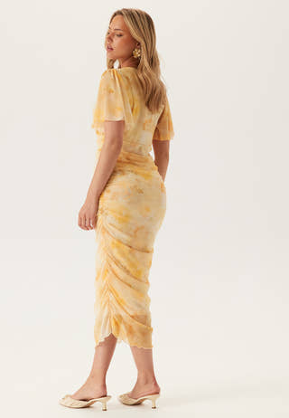 Butterfly Sleeve Mesh Ankle Dress