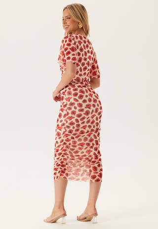 Butterfly Sleeve Mesh Ankle Dress