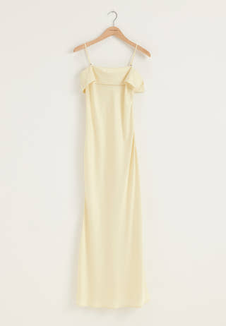 Cape Satin Maxi Dress