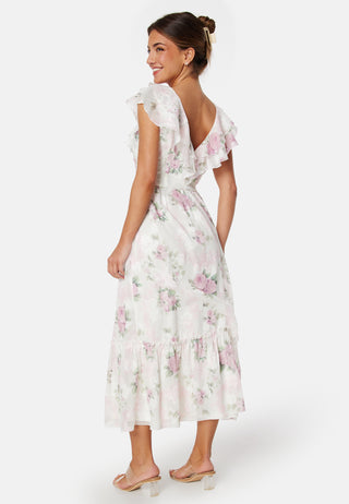 Flounce Jacquard Midi Dress