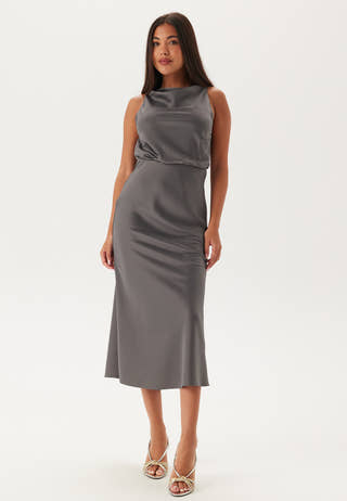 Cowl Neck Satin Midi Dress