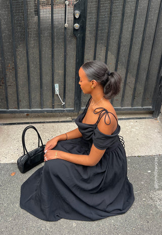 Drapert Off Shoulder Korsett Midikjole