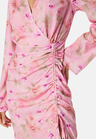 Drawstring L/S Midi Dress