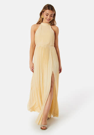 Pleated Halter Neck Gown