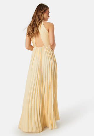 Pleated Halter Neck Gown