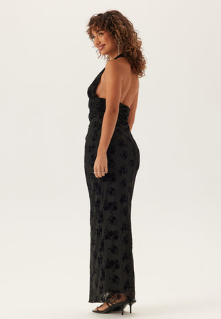 Flocked Halterneck Stretch Kjole