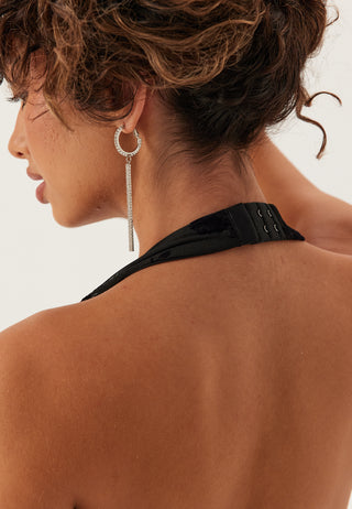 Flocked Halterneck Stretch Kjole