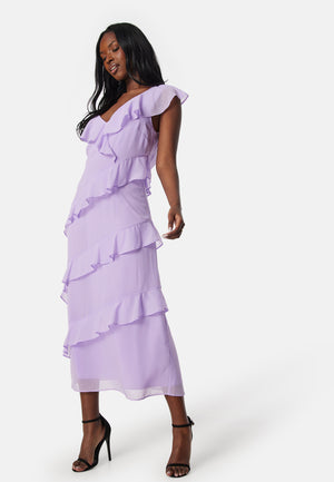 Frill Chiffon Midi Dress