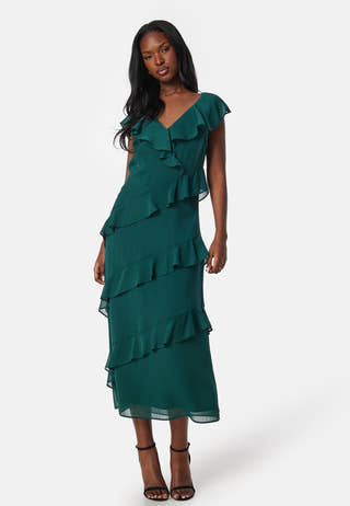 Frill Chiffon Midi Dress