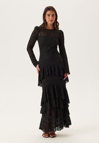 Frill Lace Long Sleeve Maxi Dress