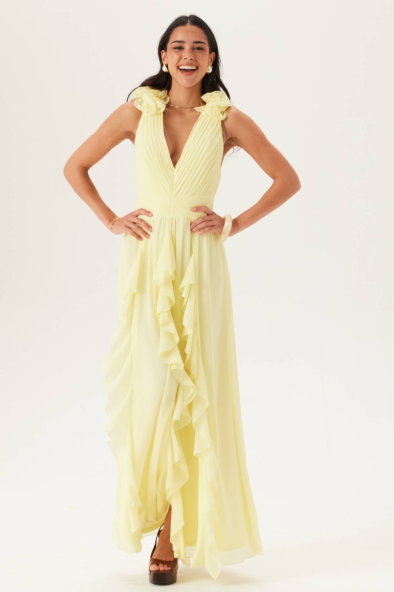Yellow Ruffles Samples Bubbleroom occasion – Frill Ruffle Chiffon Gown – Bridesmaid dresses ...