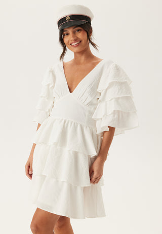 Frilled Sleeve Short Dress