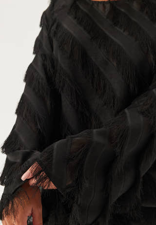 Fringe Flared Sleeve Blouse