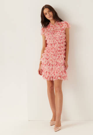 High Neck Tulle Frill Dress