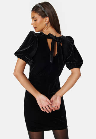 Bow Velvet Short Dress