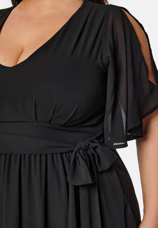 Butterfly Sleeve Midi Dress