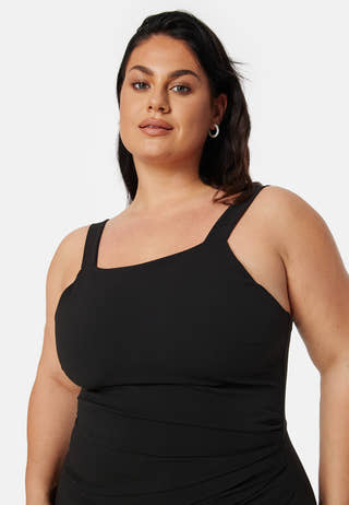 Square neck slit maxi dress