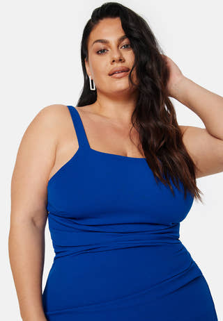 Square neck slit maxi  dress