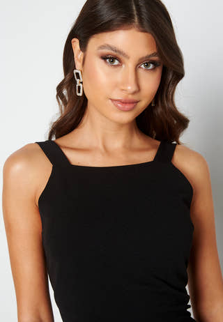 Square neck slit maxi dress