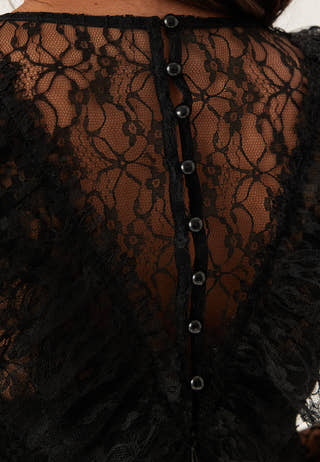 Lace Frill Puff Sleeve Dress